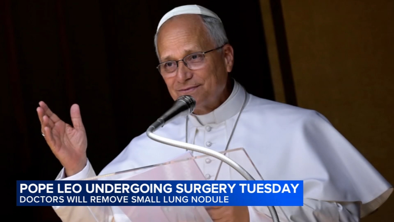 Pope Leo heads to hospital ahead of surgery to remove lung nodule

       — ABC 7 Bay Area, Hillsborough Health news